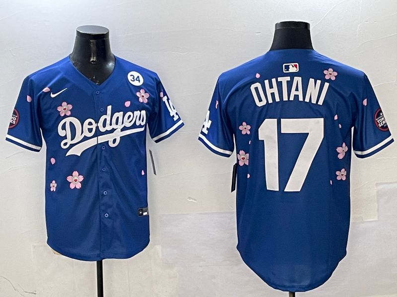 Men Los Angeles Dodgers 17 Ohtani Blue Sakura Edition 2025 Nike MLB Jersey style 5